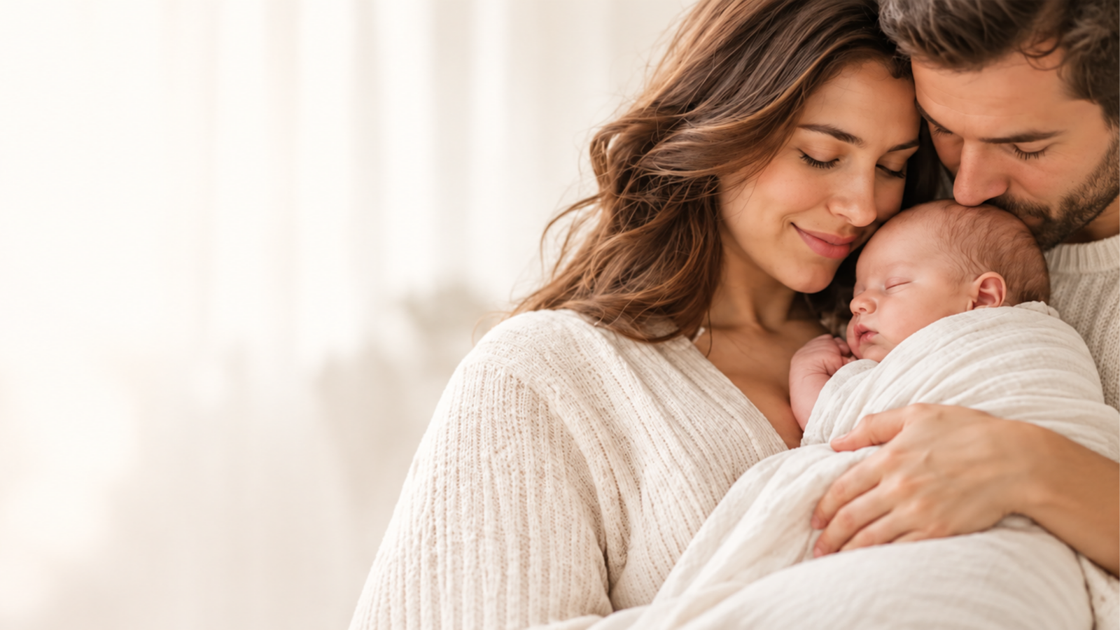 Mother holding her sleeping newborn
